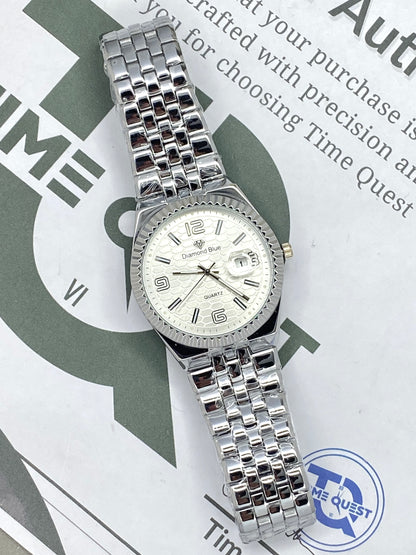 Luxury Round Dial Analog Quartz Chain Watch for Men with Date Display