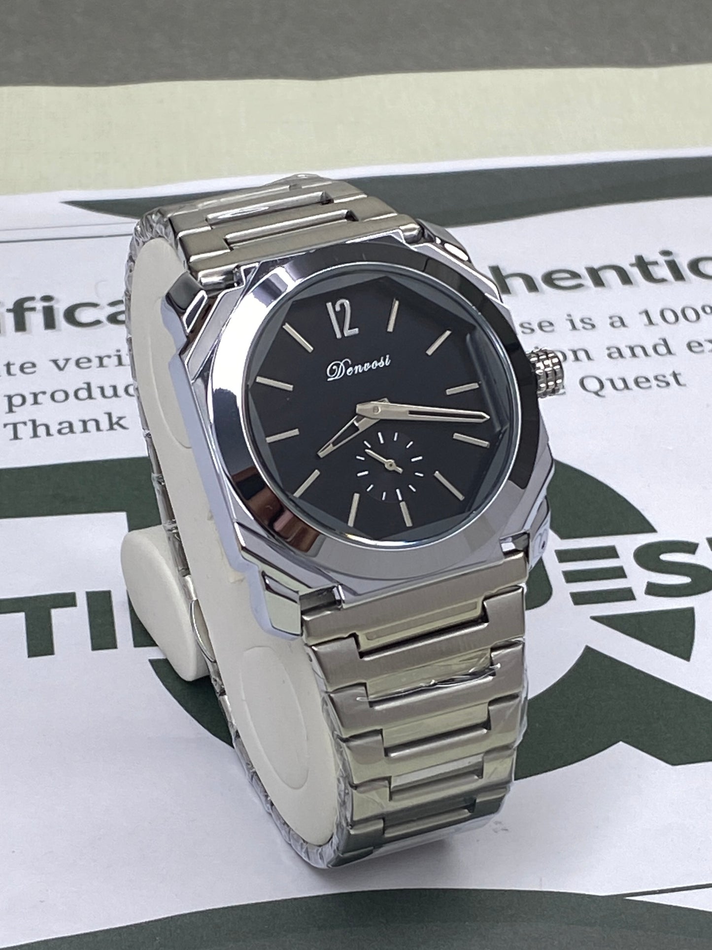 Denvosi Mens Premium Design Analog Time With Down Second Movement Chain Watch