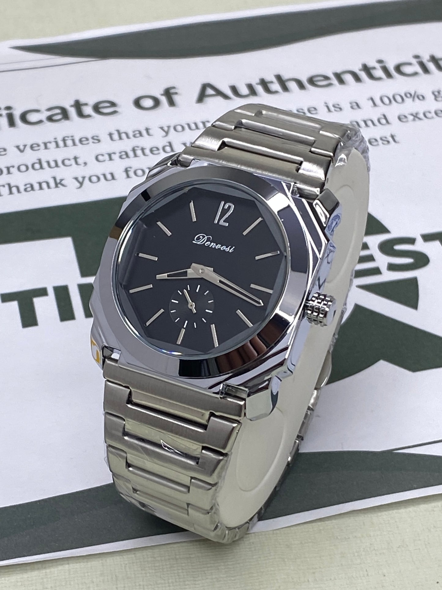 Denvosi Mens Premium Design Analog Time With Down Second Movement Chain Watch