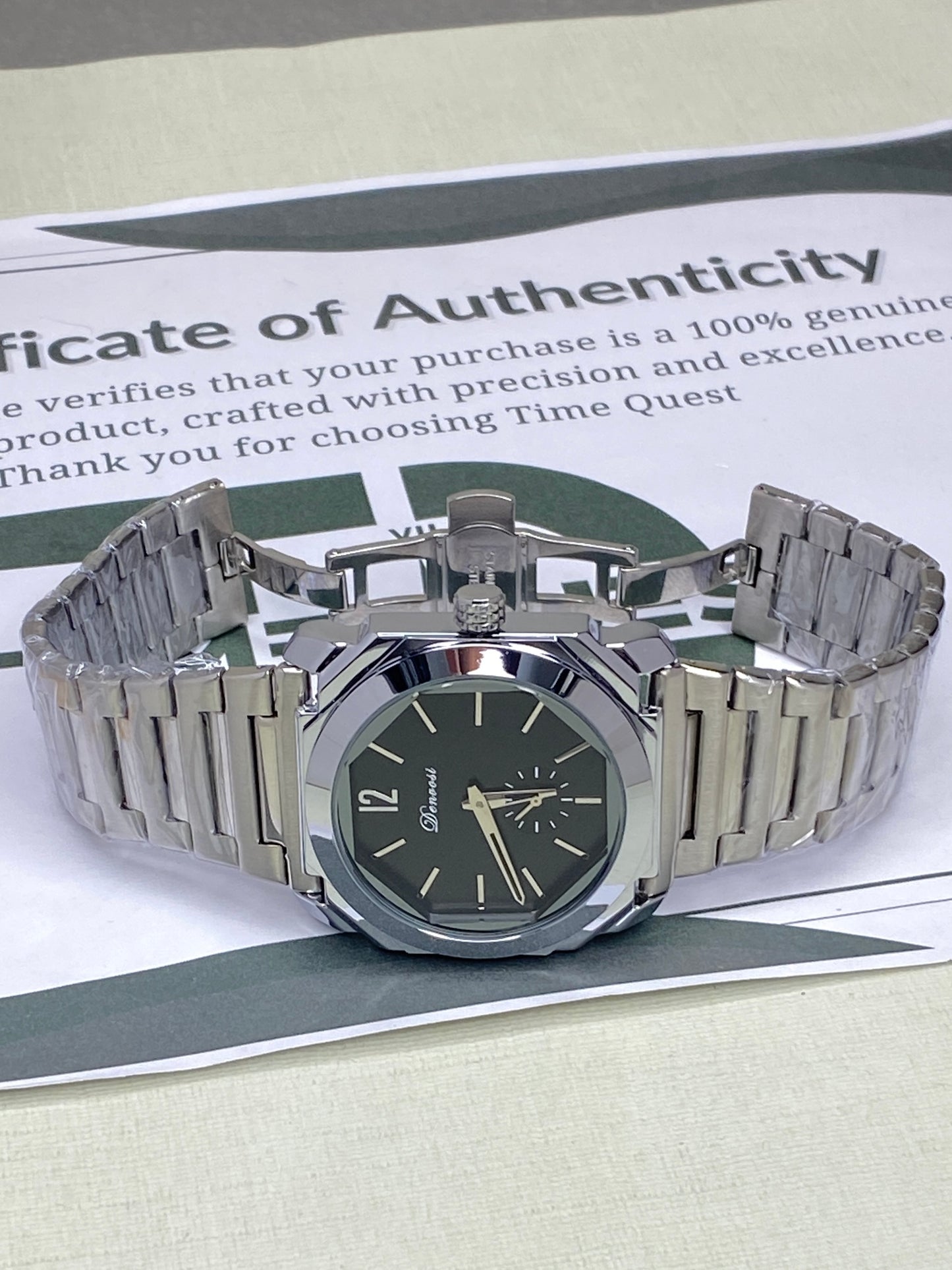 Denvosi Mens Premium Design Analog Time With Down Second Movement Chain Watch