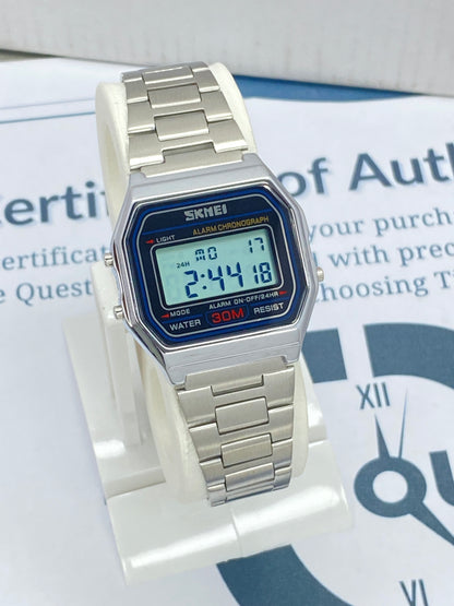 SKMEI-1123 Digital Time Format Stainless Steel Made Water Resistant Watch For Men