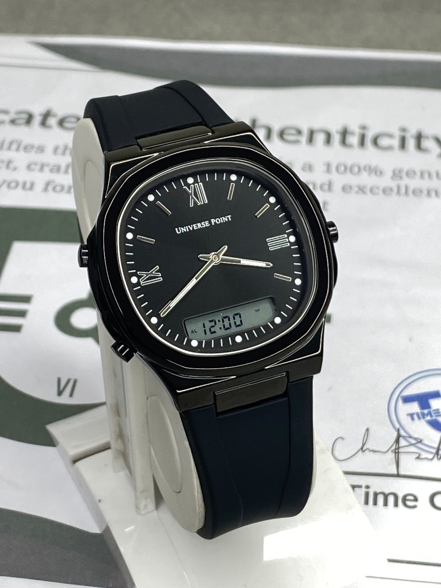 UNIVERSE POINT Dual Time Multi Functional Silicone Straps Watch For Men