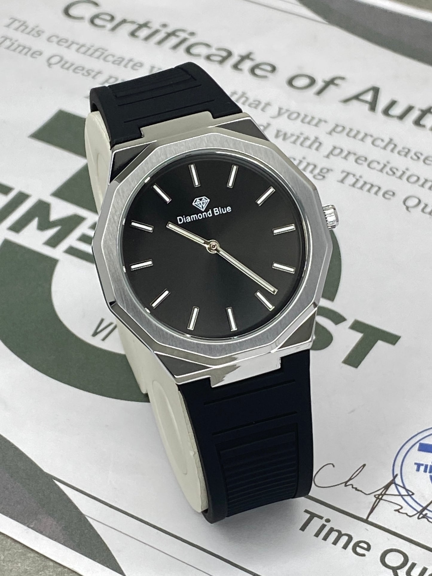 Luxury Slim Octagonal Dial Analog Quartz Movement Silicone Straps Watch For Men