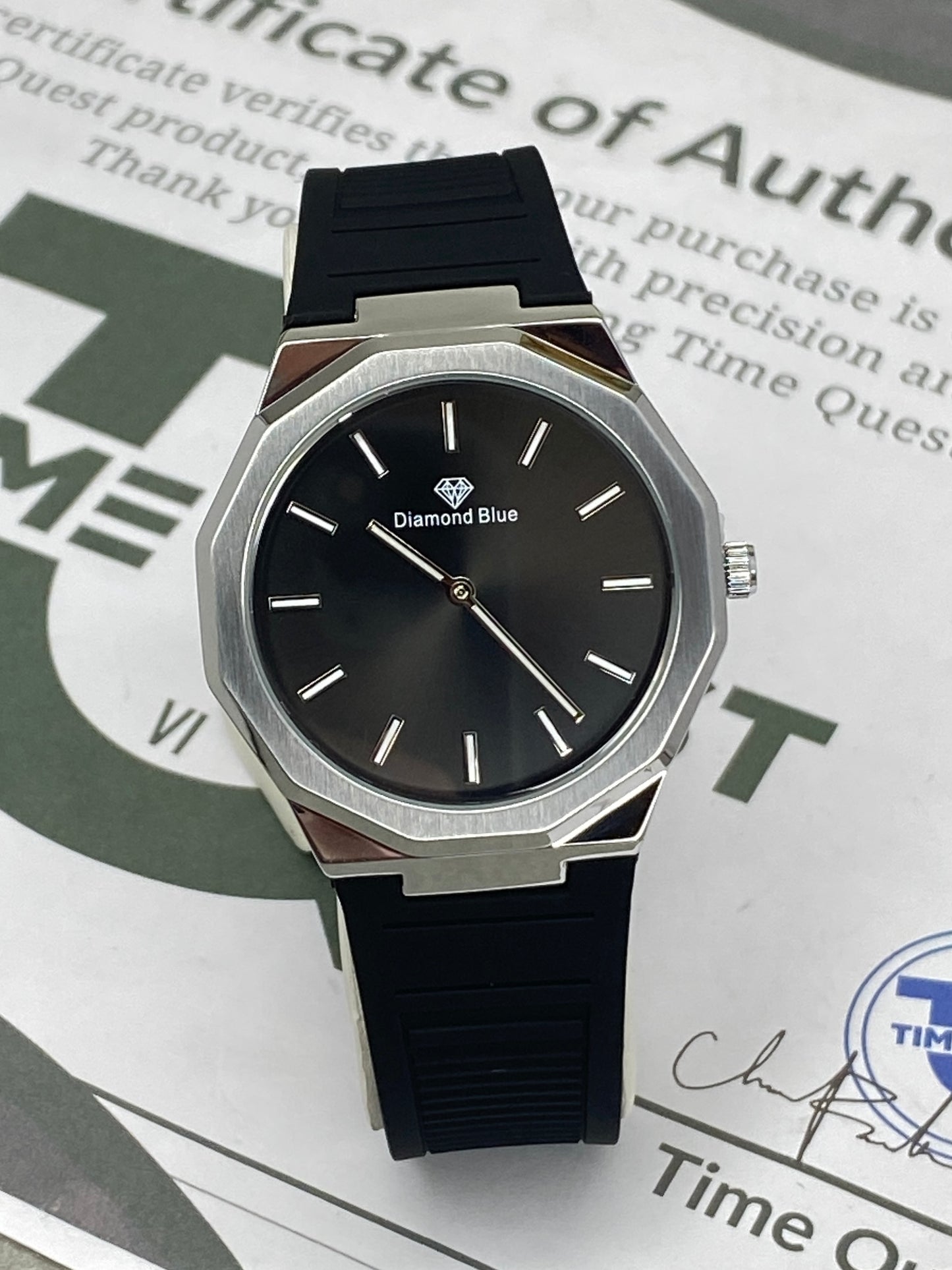 Luxury Slim Octagonal Dial Analog Quartz Movement Silicone Straps Watch For Men