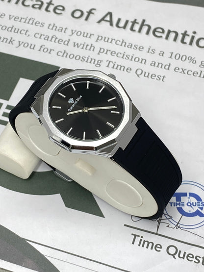 Luxury Slim Octagonal Dial Analog Quartz Movement Silicone Straps Watch For Men