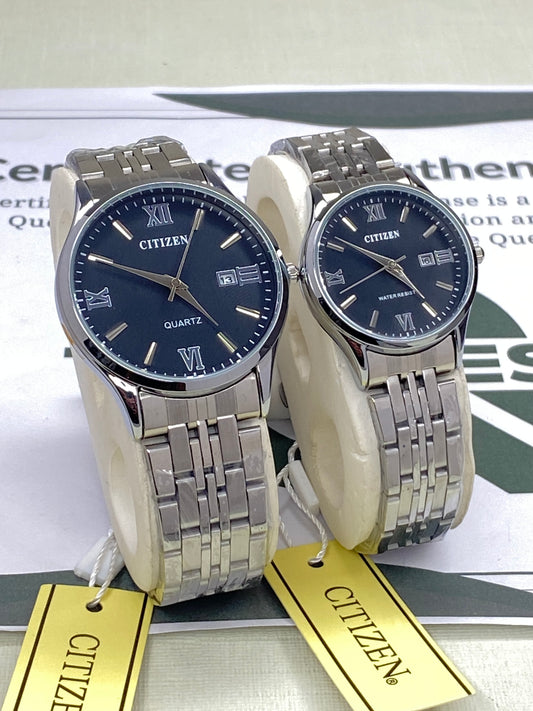 CITIZEN Analog Quartz Couple Watches With Date Display