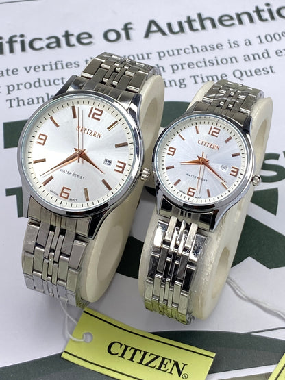 CITIZEN Analog Quartz Movement Couple Watches With Date Display