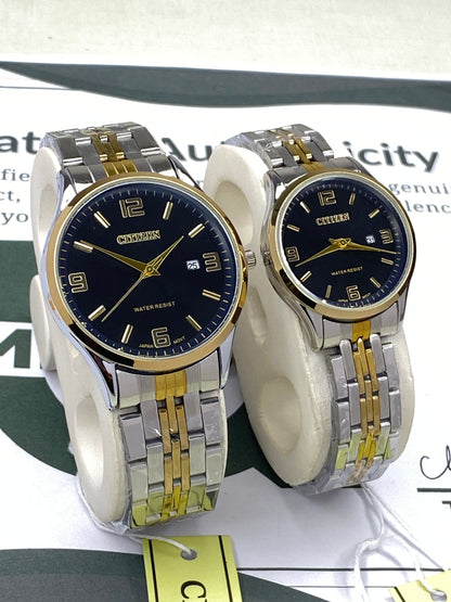 CITIZEN Analog Quartz Movement Couple Watches With Date Display - A Perfect Couple Gift