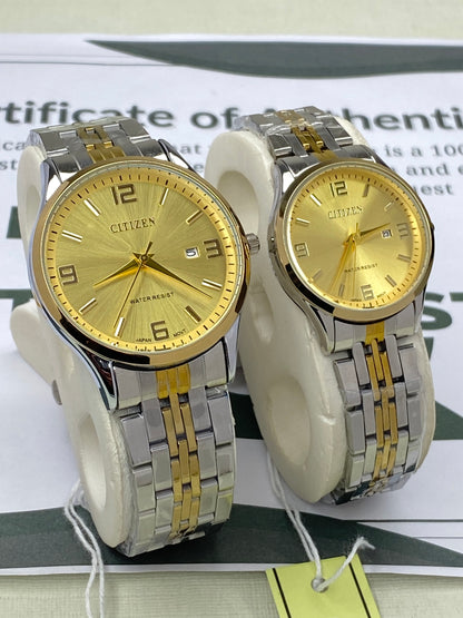 CITIZEN Analog Quartz Couple Watches With Date Display - A Perfect Gift