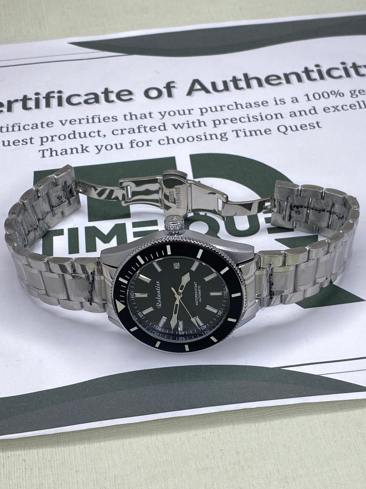 Rolantise Luxury Automatic Mechanical Movement Rotatable Bezel Chain Watch