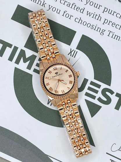 Ladies Round Dial Alanog Quartz Movement Luxury Chain Watch - A Perfect Gift For Her