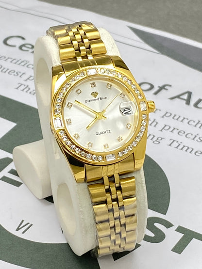 Premium Alanog Quartz Ladies Chain Watch With Date Display - An Elegant Gift For Her