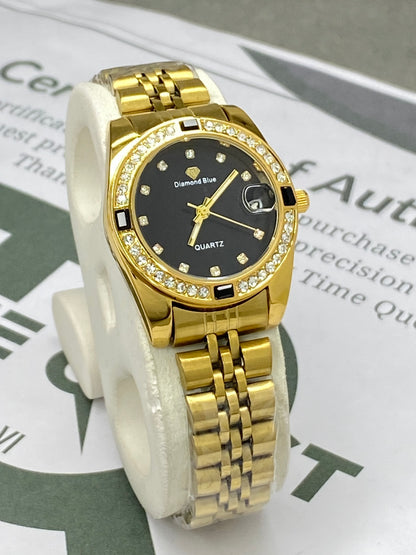 Premium Alanog Quartz Ladies Chain Watch With Date Display - An Elegant Gift For Her