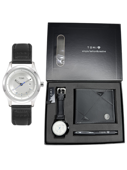 TOMI T-099 Men’s Wrist Watch with Wallet & Pen Premium Straps Watch in TOMI Gift Box