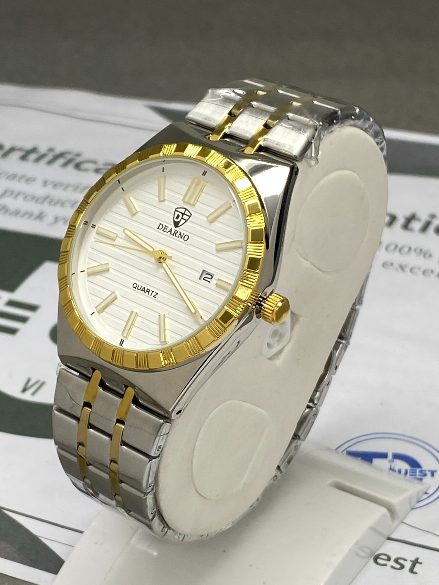 DEARNO Luxury Analog Quartz Movement Stainless Steel Chain Watch For Men